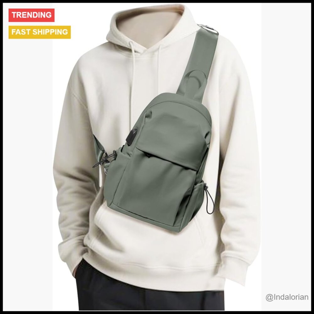 Waterproof Nylon Sling Crossbody Backpack Daypack For Hiking Travel Sport